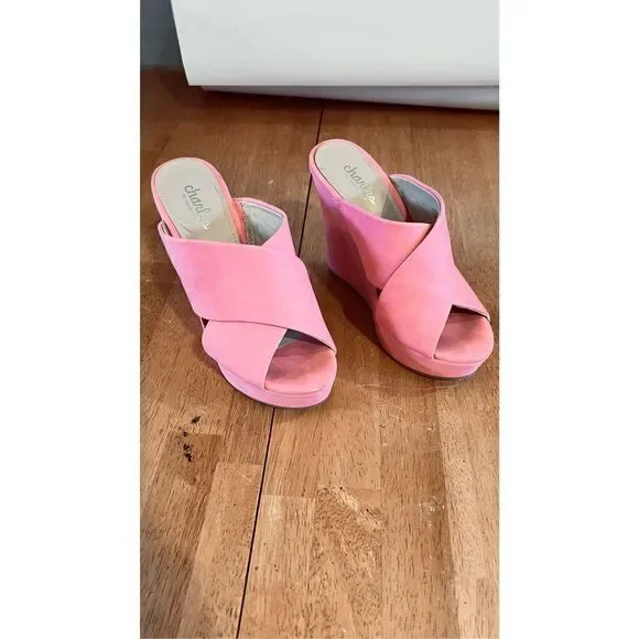 Charles by Charles David Pink Alternative Wedge Ultra High Sandals SZ 6 - Picture 1 of 9